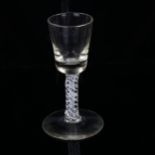 Antique cordial glass with milk twist stem, height 11.5cm, bowl diameter 42mm