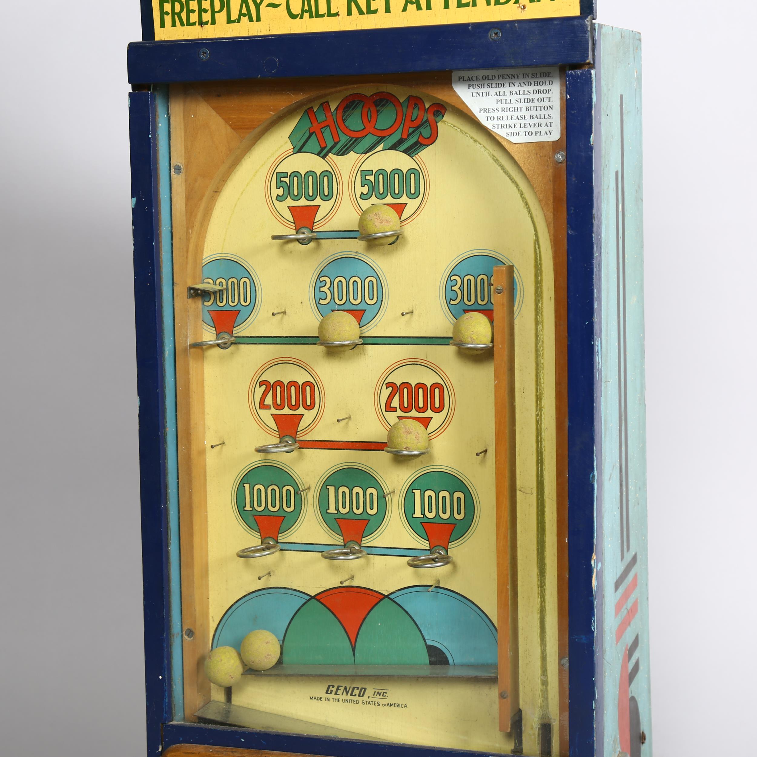 Genco (US) Hoops upright amusement arcade machine circa 1950s, operating on an old penny, painted - Bild 2 aus 8
