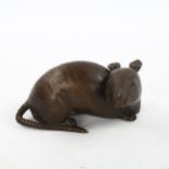 A Chinese patinated bronze figure of a rat, length 9cm