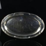 A large German 800 silver oval tray, lobed form with reeded rim, by Gebr. Friedlaender, width