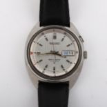 SEIKO - a Vintage stainless steel Bell-matic automatic wristwatch, ref. 4006-6011, textured silvered