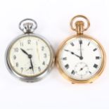 2 pocket watches, comprising Goodwin gold plated example, and Smiths chrome plate example, only