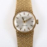 ROTARY - a lady's 9ct gold mechanical bracelet watch, silvered dial with gilt baton hour markers and