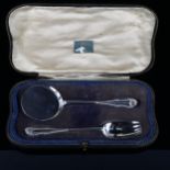 A George V silver 2-piece serving set, comprising slice and fork, by Josiah Williams & Co, hallmarks