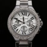 MICHAEL KORS - a lady's stainless steel quartz chronograph bracelet watch, ref. MK-5634, silvered