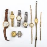 Various lady's wristwatches, including 9ct Record, 12.5g gross, 9ct snake link strap, 5.6g etc Lot