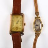 2 x gold wristwatches, comprising lady's 18ct, 8.9g gross, and gent's 9ct, 18.7g gross, only gent'