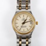 OMEGA - a lady's stainless steel Seamaster quartz bracelet watch, ref. 596.005, circa 1982, silvered
