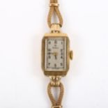 ROIDOR - a lady's 9ct gold mechanical bracelet watch, silvered dial with Arabic numerals and 9ct