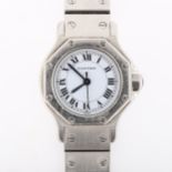 CARTIER - a lady's stainless steel Santos Octagon automatic bracelet watch, white dial with Roman