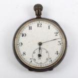 STAUFFER SON & CO - an early 20th century silver open-face, keyless pocket watch, white enamel