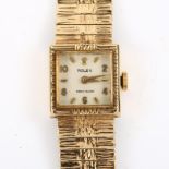 ROLEX - a lady's Vintage 9ct gold precision mechanical bracelet watch, circa 1960s, silvered dial