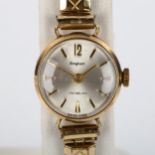 BINGHAM - a lady's 9ct gold mechanical bracelet watch, silvered dial with gilt arrowhead hour