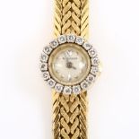 JAEGER LE COULTRE - a lady's French 18ct gold diamond mechanical cocktail bracelet watch, circa