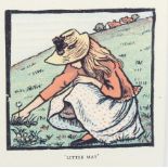 Lucien Pissarro, Little May, colour wood engraving, image 9cm x 9cm, framed Good condition