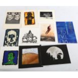 Folder of small handmade prints, various artists (10)