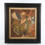 Contemporary oil on canvas, abstract still life, unsigned, 53cm x 45cm, framed Good condition