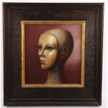 Brian Davies, oil on board, Masquerading, signed with artist's label verso, overall frame dimensions