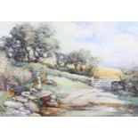 C O'Neill, watercolour, rural scene, 23cm x 32cm, framed Good condition