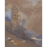 Myles Birket Foster RWS (1825 - 1899), watercolour, ruined tower, signed with monogram, Spink &