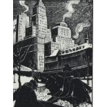 Claire Leighton, Snow Shovellers New York, wood engraving, published by Curwen Press, no. 56/500,