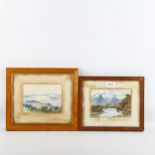 Ella Spicer, pair of watercolours, New Zealand landscapes, 12cm x 17cm, framed Images in good