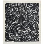 David Michael Jones (1895- 1974), wood engraving on paper, Noah, from The Chester Play of the Deluge