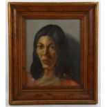 Contemporary oil on canvas, portrait of a woman, unsigned, 30cm x 26cm, framed Good condition