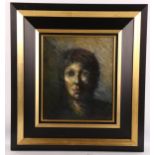 Contemporary oil on canvas, head portrait, unsigned, framed and glazed, overall frame dimensions