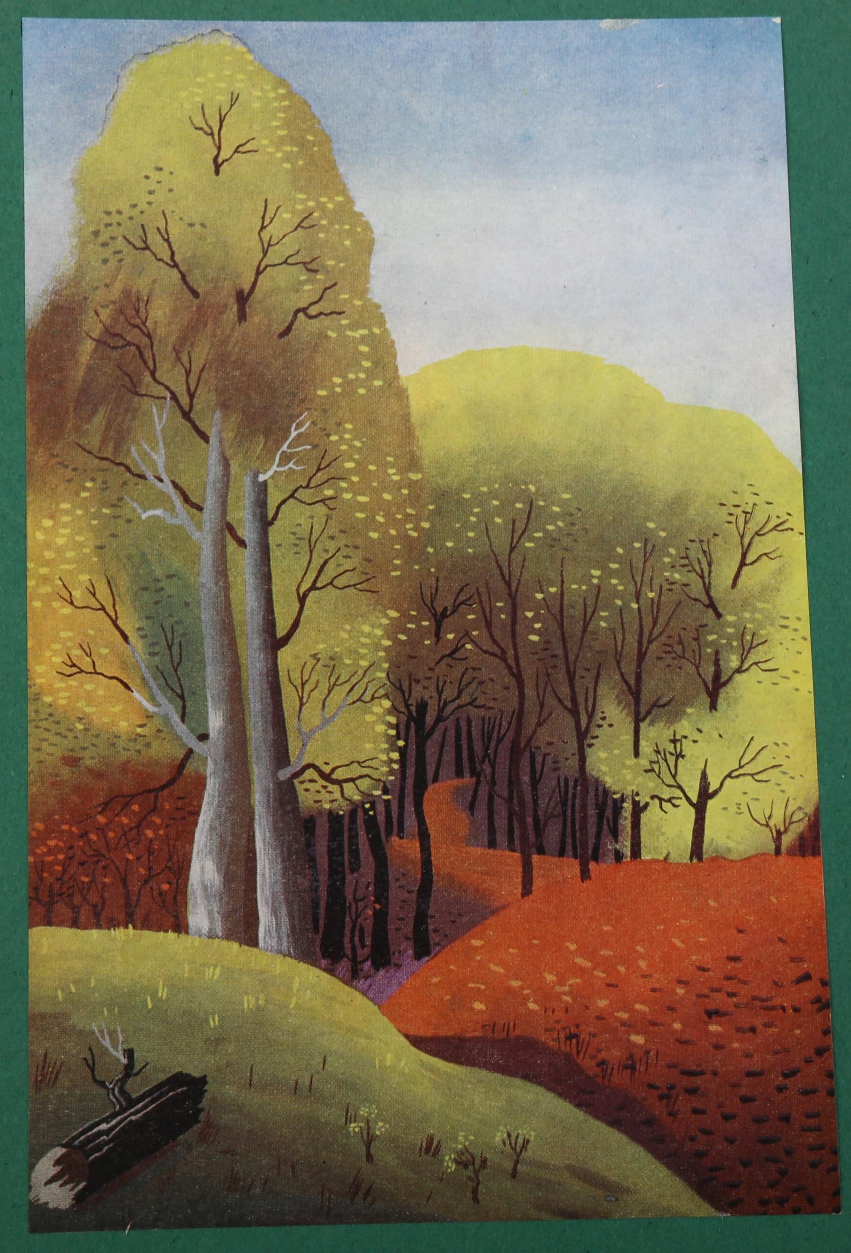 Edward McKnight Kauffer, Woods, 1938 rare commissioned mini poster for Transport For London, 23cm