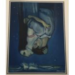 Federico Beltran Masses (1885 - 1949), aquatint, romantic figures, 22cm x 16cm, mounted Good
