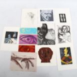 Folder of small handmade prints, various artists (10)