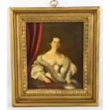 19th century oil on porcelain, portrait of a woman, unsigned, framed, overall frame dimensions