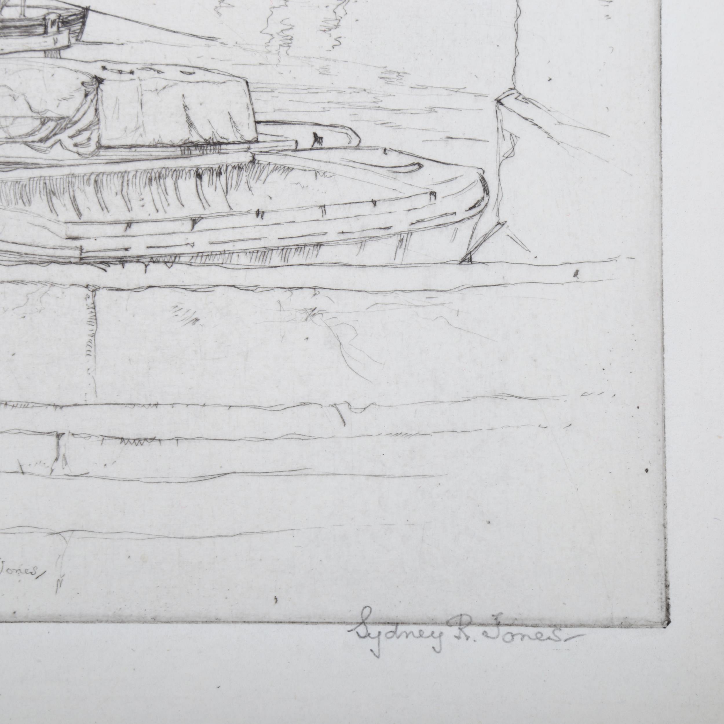James Whistler, 2 etchings, St James's Street 1879, and London river view, signed by Sydney Jones, - Image 4 of 4