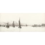 William Lionel Wyllie (1851 - 1931), etchings, Silvertown, signed in pencil, plate 16cm x 37.5cm,