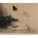 Louis Icart, dry point etching, Cupid blindfolded, signed in pencil, image 36cm x 44cm, framed