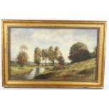 Bowman, oil on canvas, rural landscape, signed, 33cm x 55cm, framed Good condition