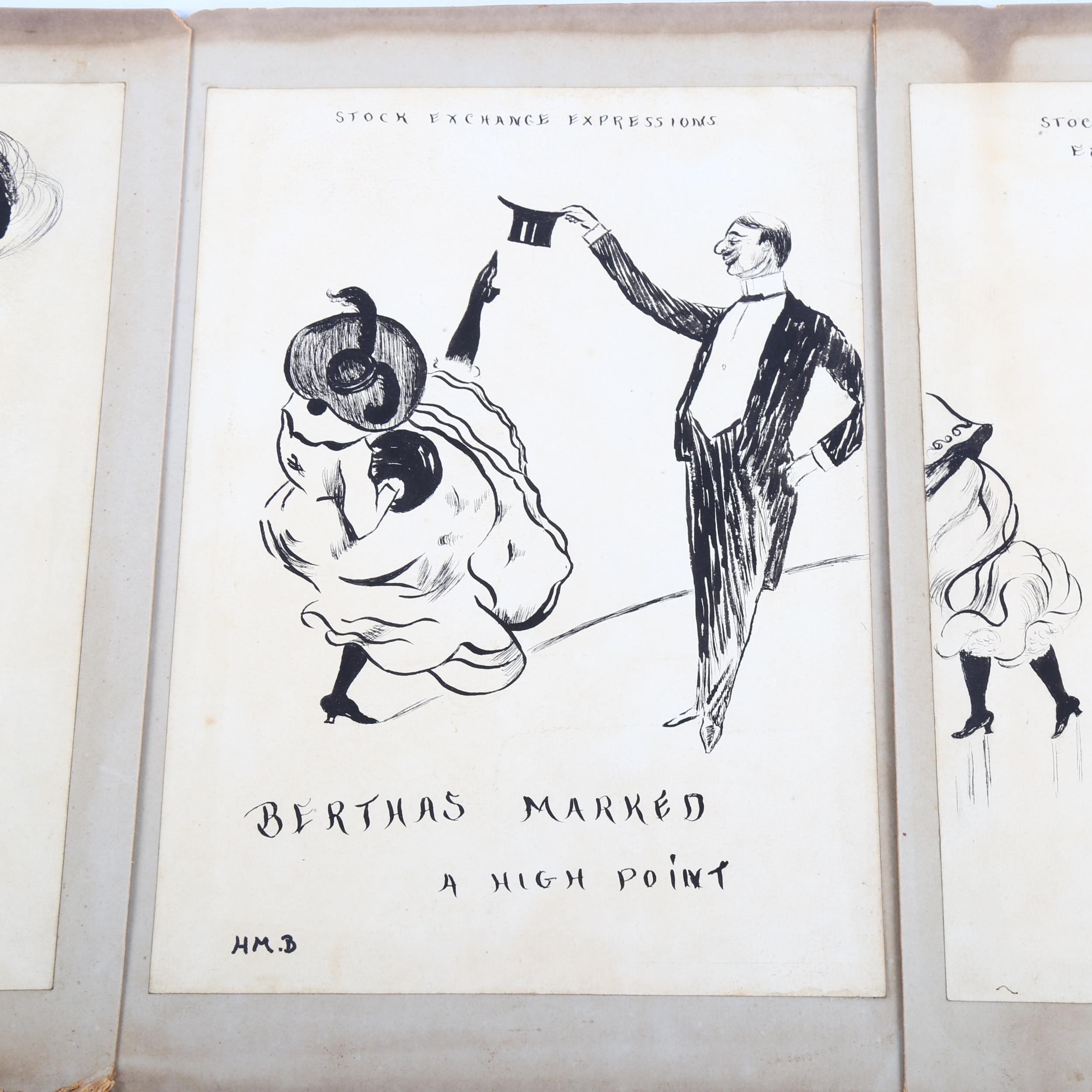 Henry Mayo Bateman (1887 - 1970), 3 original pen and ink cartoon drawings, Stock Exchange, signed - Image 3 of 4