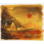 John Piper (1903-1992), drawing lithographed in colours on paper, Sun, from The Traveller, 13.5cm