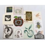 Folder of small handmade prints, various artists (12)