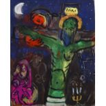 Marc Chagall, lithograph, crucifixion, published 1961, image 28cm x 22cm, mounted Good condition
