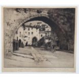 Albany E.Howarth (1872-1936), etching on paper, Arca della Conca, Perugia, signed and dedicated in