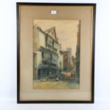 Alfred Leyman (1856 - 1923), watercolour, Devon street scene, 52cm x 35cm, framed Slight paper