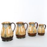 CYCLING INTEREST - a graduated set of 4 Royal Doulton Victorian stoneware jugs, with relief