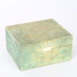 Art Deco shagreen covered cigarette box, length 11.5cm Slightly faded but no damage