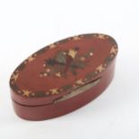 A 19th century tortoishell box with gold and silver metal inlay, length 9cm Inlay missing to