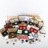 A collection of Channel Island, British and other coins including some silver proof coins Varied