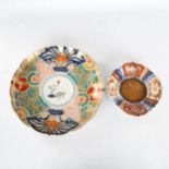 A small 19th century Imari porcelain dish, with label "In commemoration of the great frost and
