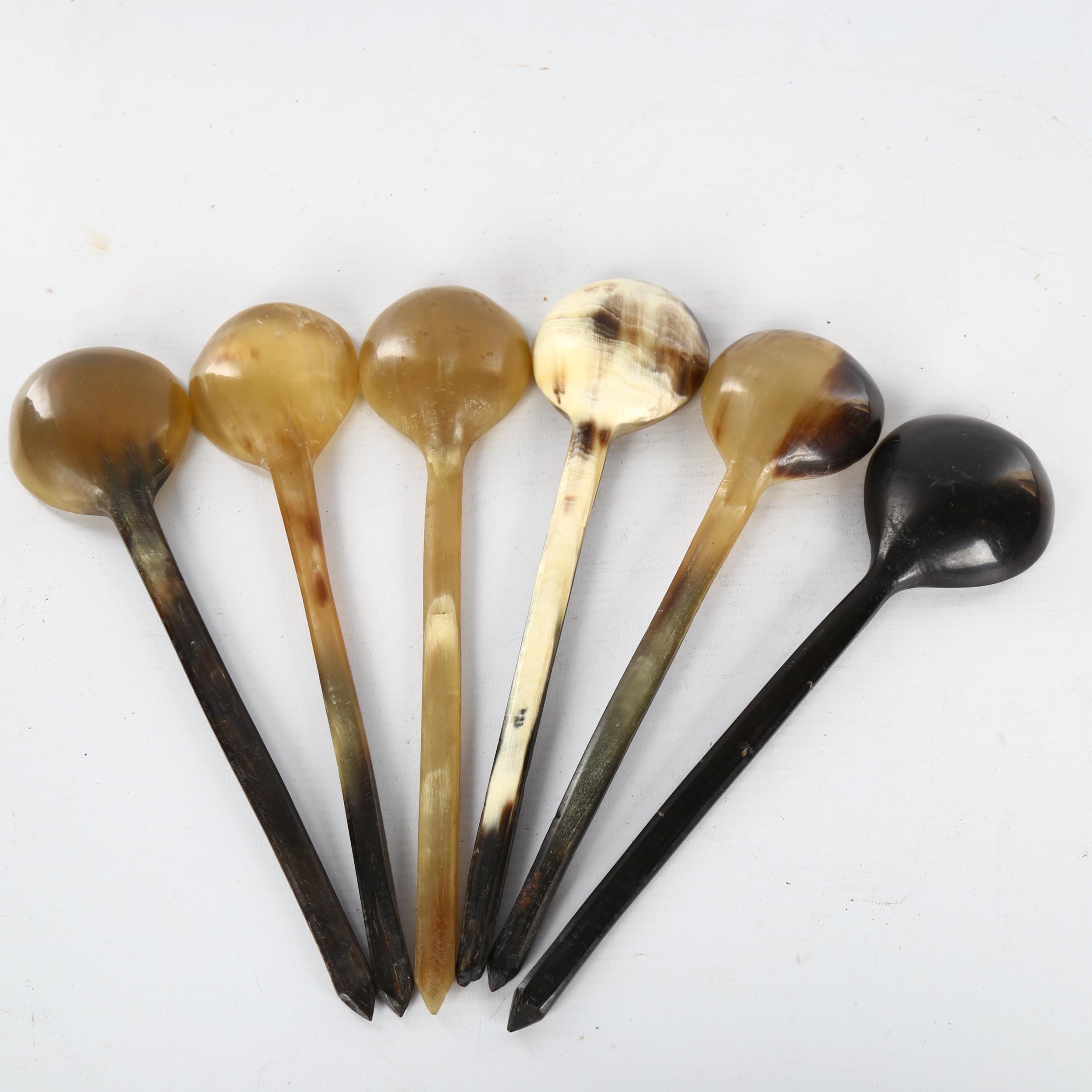 6 Scottish horn spoons, length 24cm - Image 3 of 3