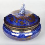 Wedgwood dragon lustre bowl an cover with gilded decoration and figural knop, diameter 15cm